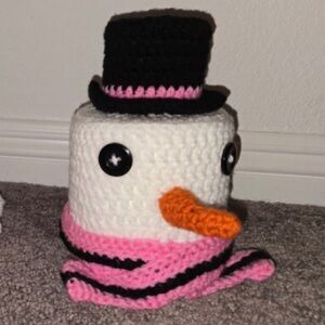 crochet snowman toilet paper roll cover